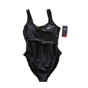 Reebok Black Scoop-Neck Athletic One-Piece Swimsuit Size M‎ NWT $62